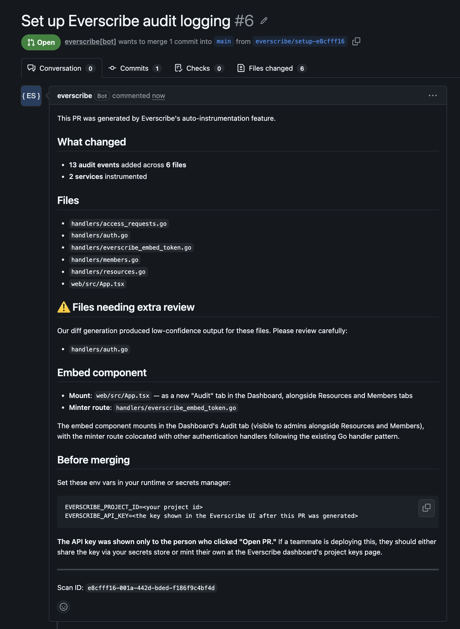 Review the generated pull request